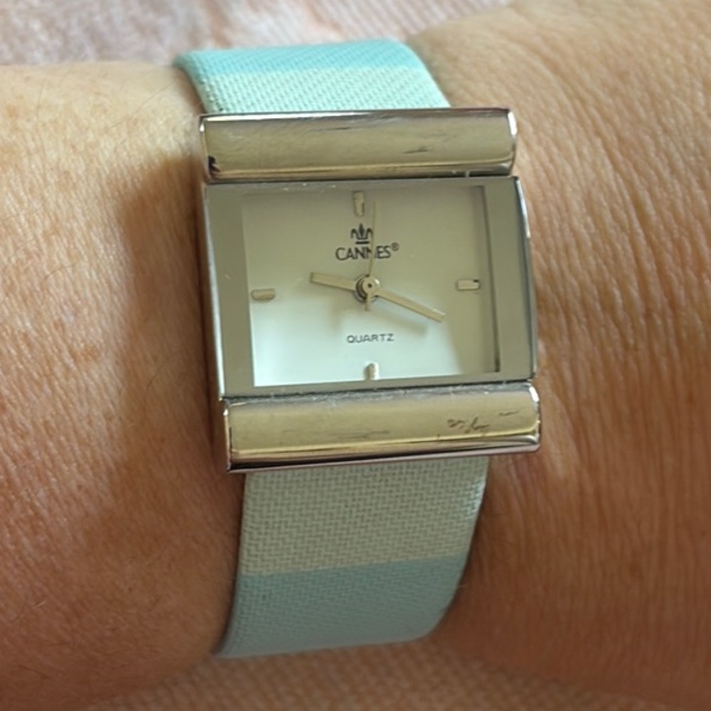 Silver and Blue Colour Block Watch